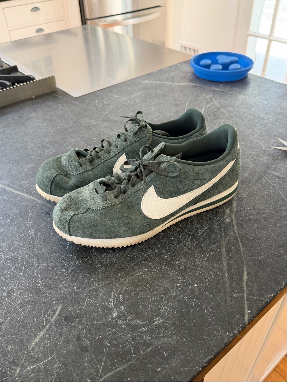 Nike Men’s Suede Low-Profile Sneakers - Forest Green/White